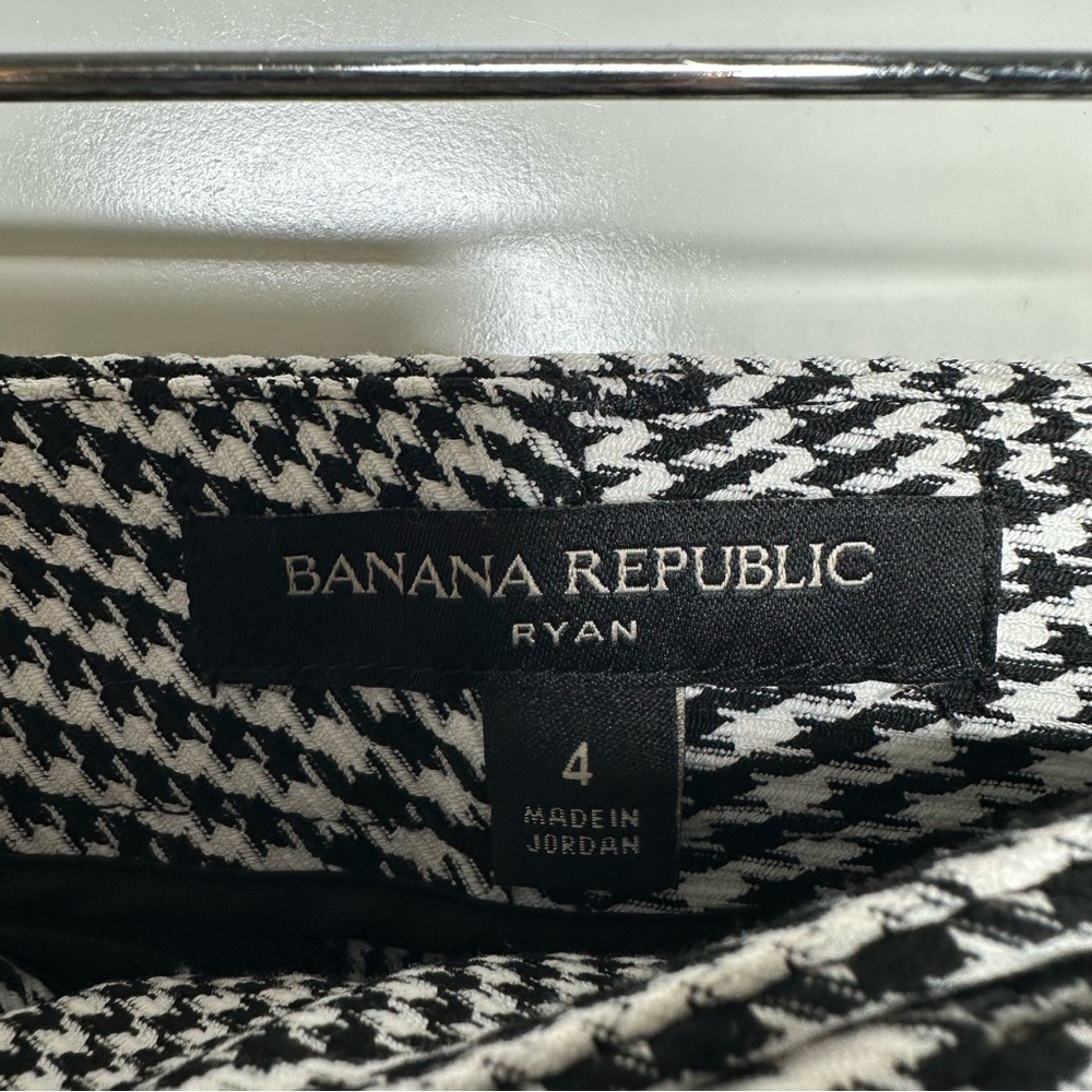 Banana Republic Ryan Black & White Houndstooth Plaid Trousers Size 4 - Picture 6 of 8